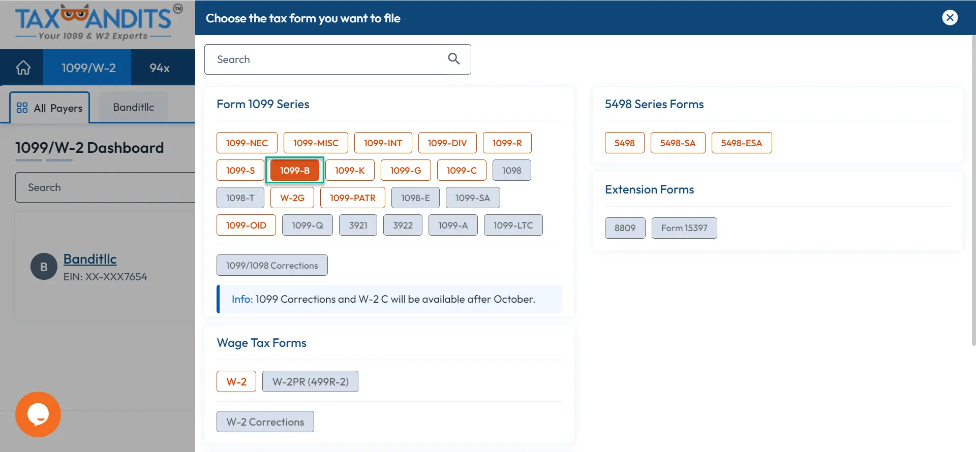 Choose Form 1099-B