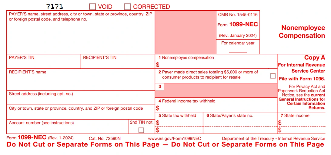 Form 1099 NEC for 2024