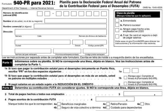 IRS Form 940PR for 2019