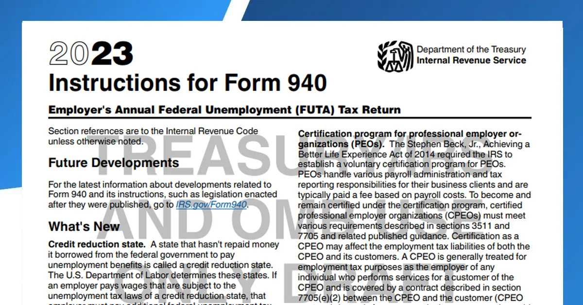 Form 940 instructions 2023