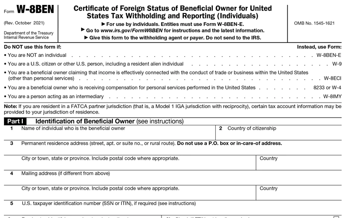 Form W-8BEN