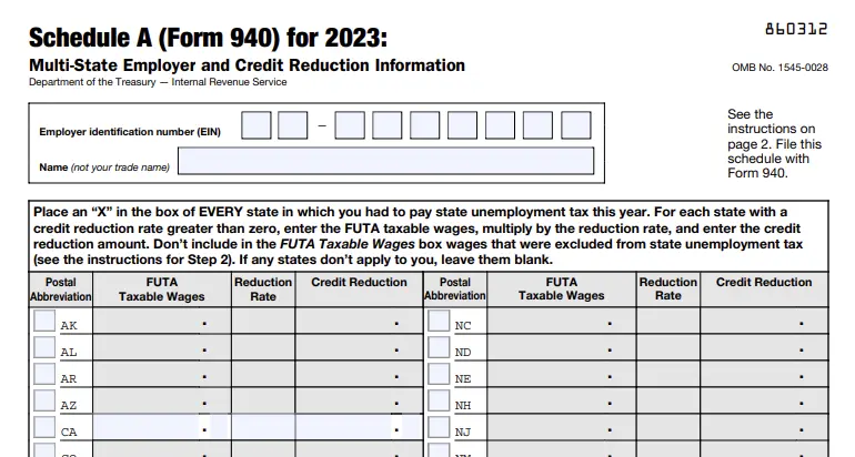 2023 Schedule A (Form 940)