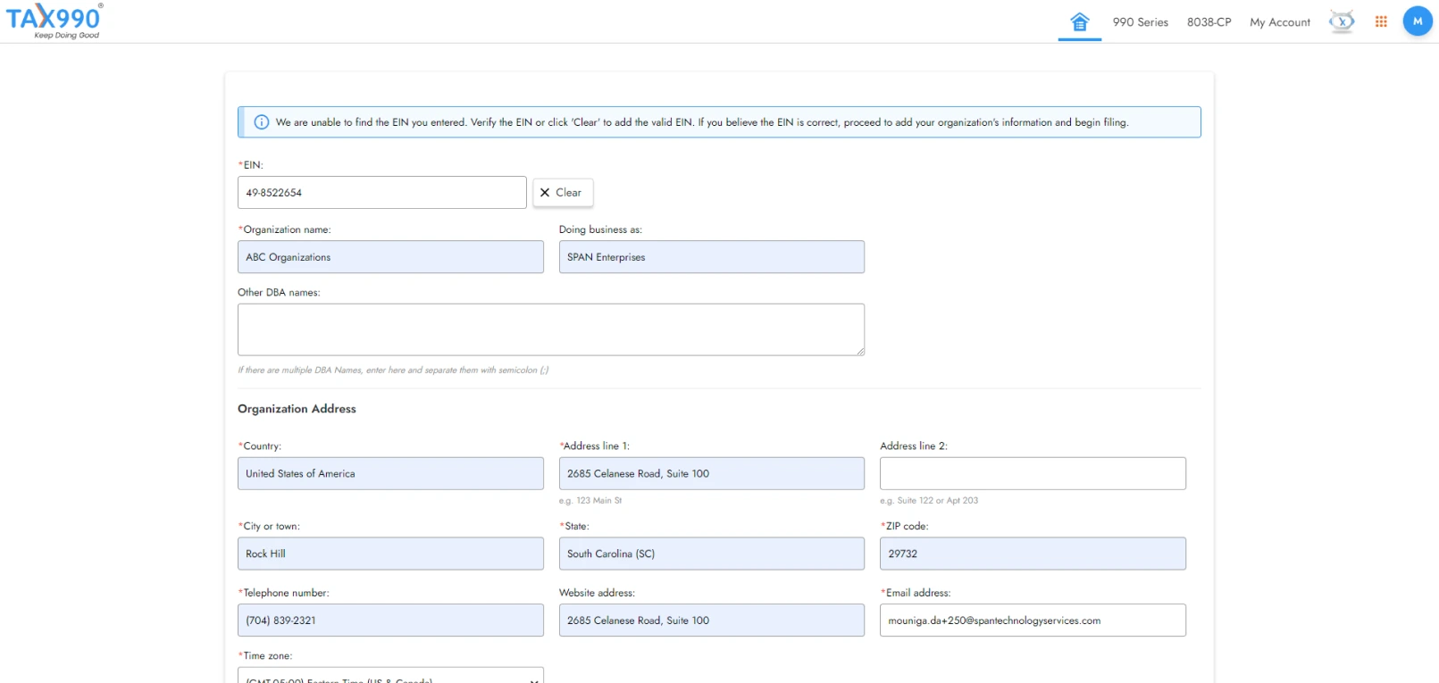  Add Organization Details
