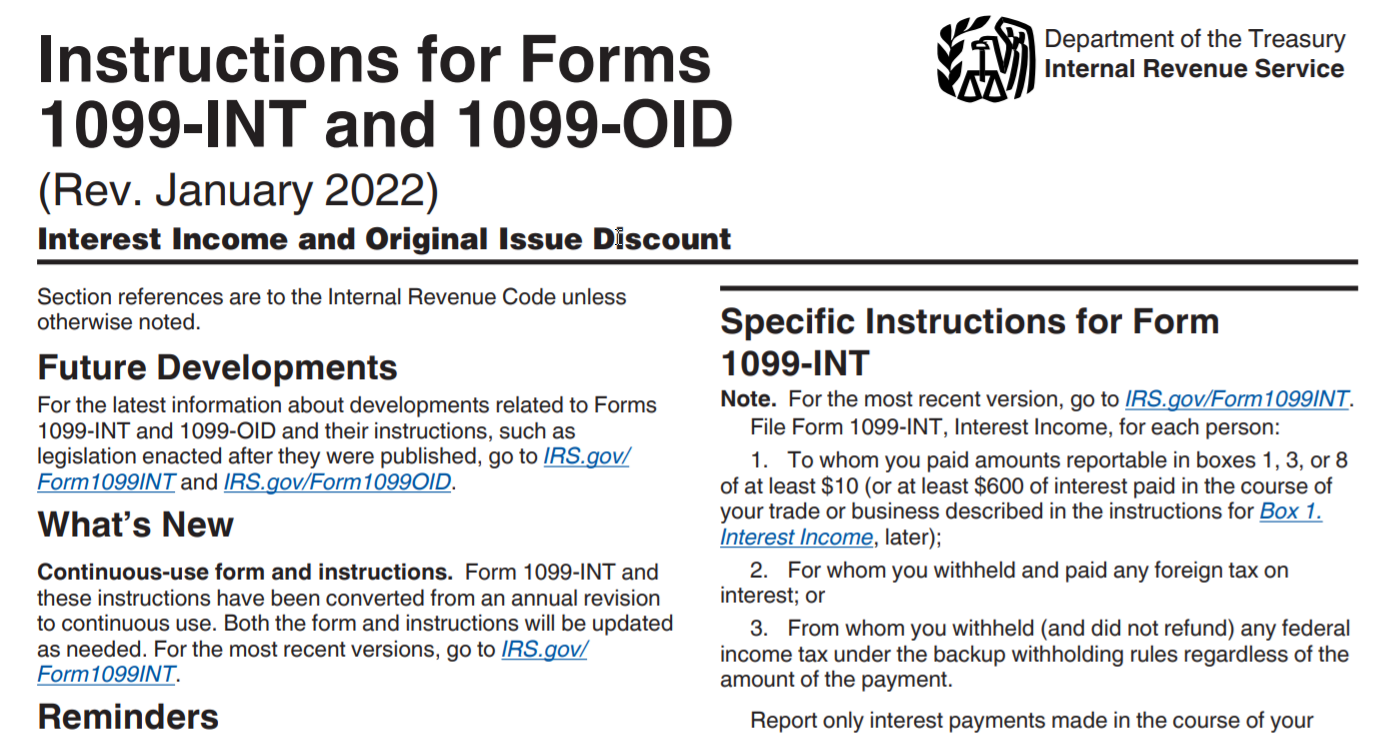 Form 1099-INT Instructions