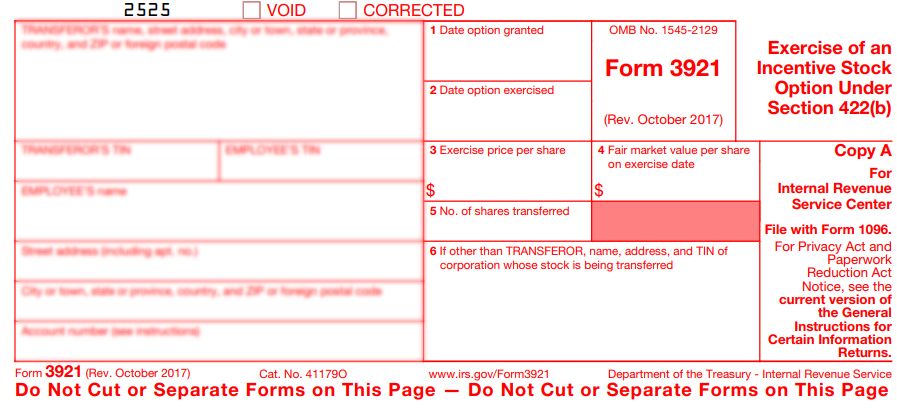 Form 3921 for 2021