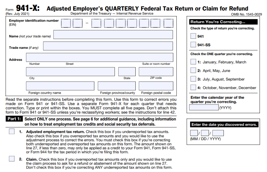 E-file IRS Form 941-X