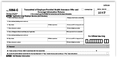 Irs Form 1094 C Form 1094 C Online 1095 C Transmittal Form
