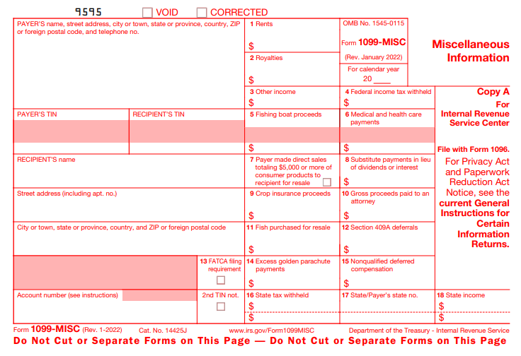 Form 1099 MISC 2022