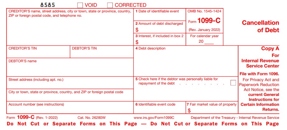 2021 IRS Form 1099-C