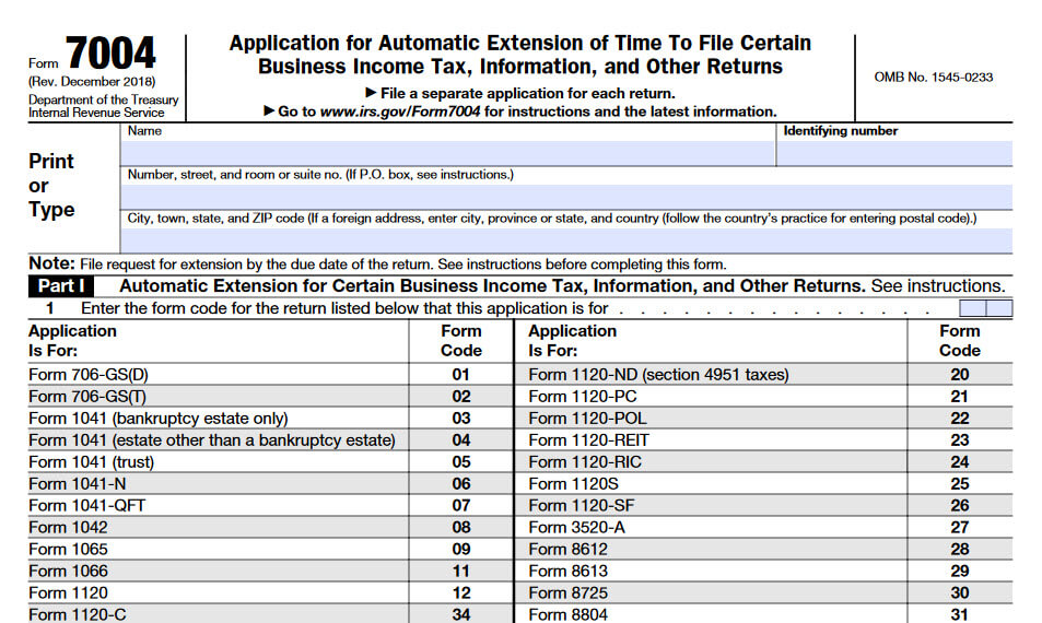 What is Form 7004?