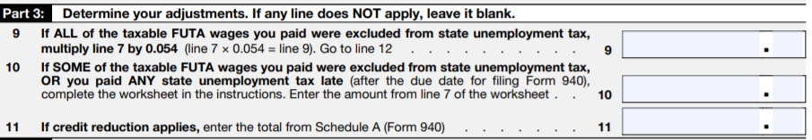 940 Tax Form - Part 3