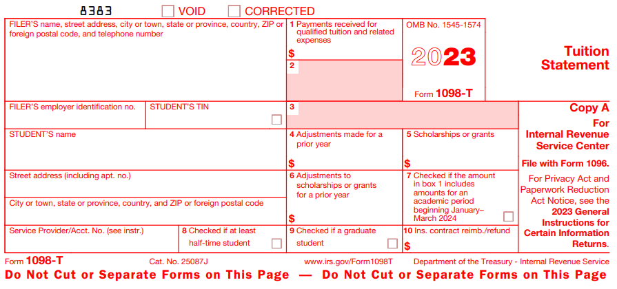 IRS Form 1098-T 2021