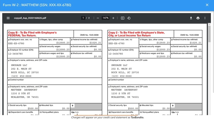 Create Printable & Fillable IRS Form W-2 for 2022 tax year