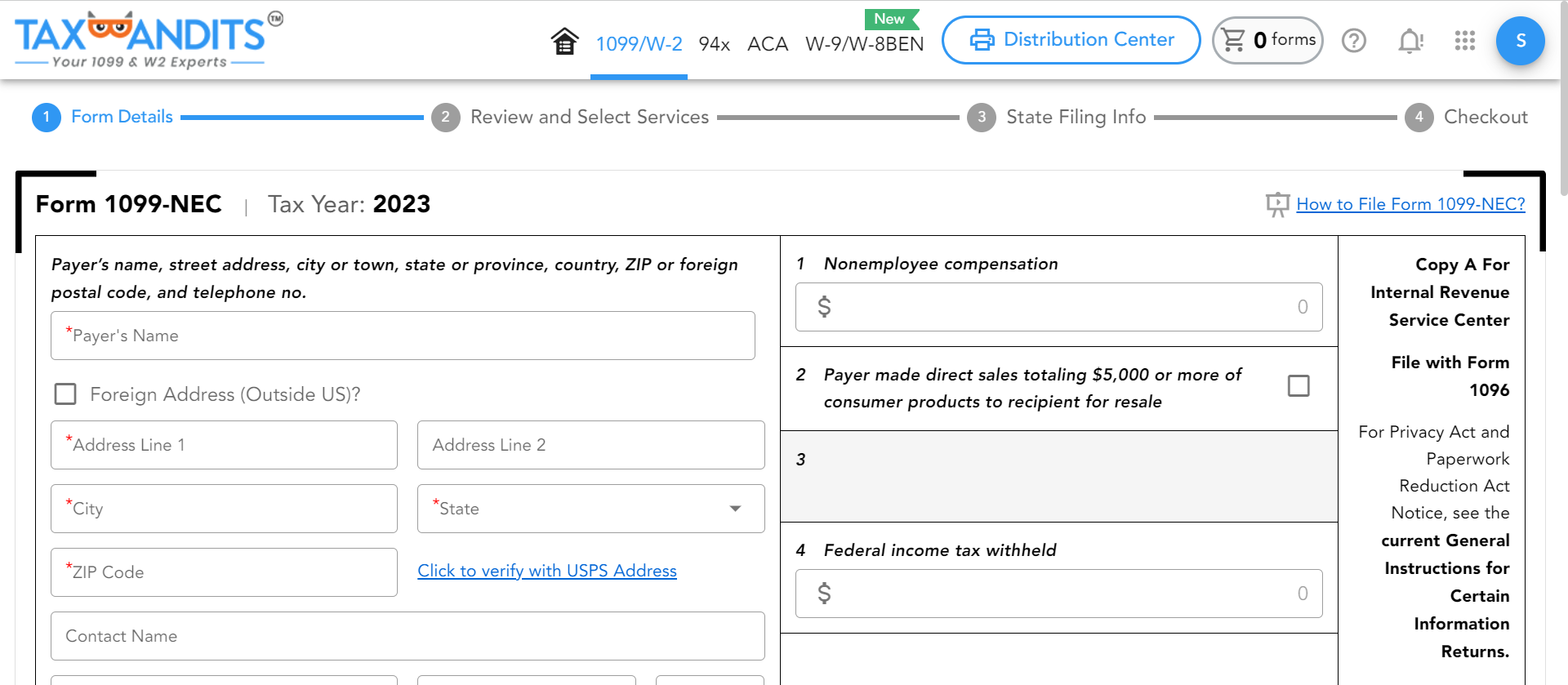 E-file 1099 and Distribute Copies